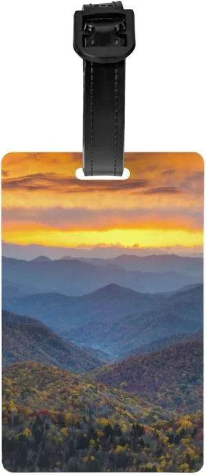 PVC Luggage Tags For Suitcases Tsa Approved, Blue Ridge Parkway Mountains Suitcase Id Tags For Travel, Tear-Resistant Bag Identifier Labels For Backpack Luggage Golf Bag, With Detachable Strap