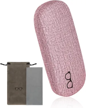 RayLove Hard Shell Glasses Case, PU leather Eyeglass Case Comes with a Pouch & Cleaning Cloth