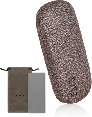 RayLove Hard Shell Glasses Case, PU leather Eyeglass Case Comes with a Pouch & Cleaning Cloth