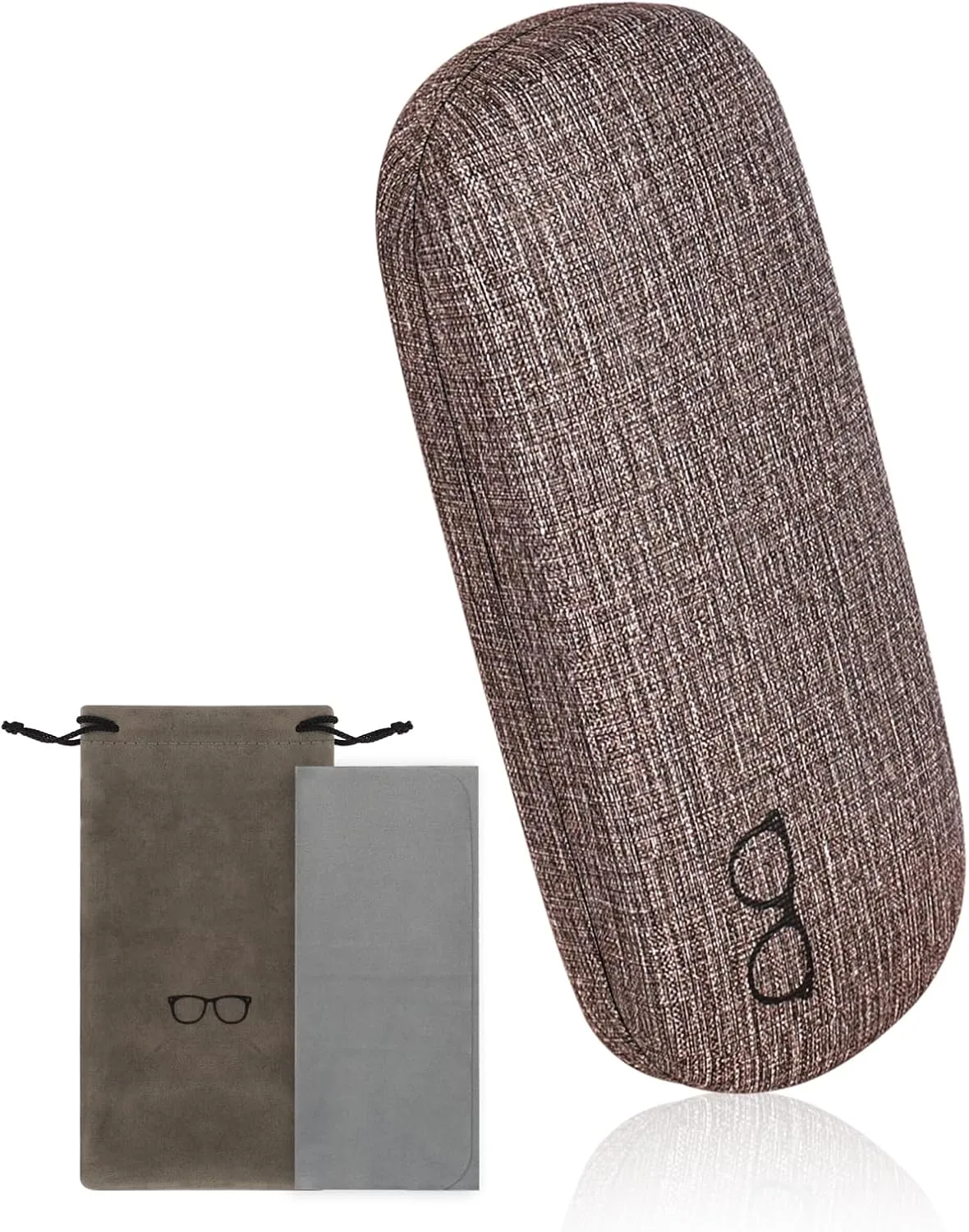 RayLove Hard Shell Glasses Case, PU leather Eyeglass Case Comes with a Pouch & Cleaning Cloth