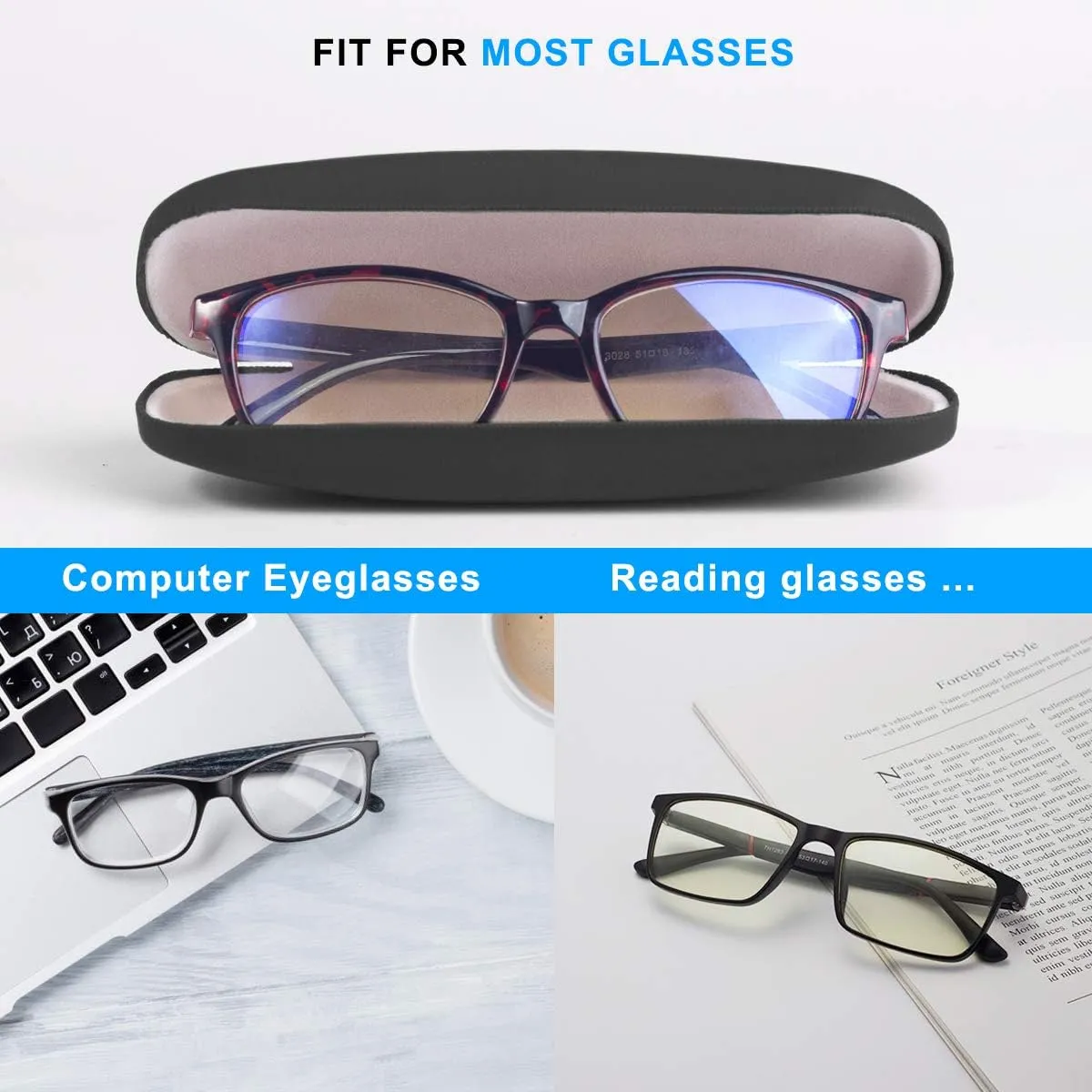 RayLove Unisex Hard Shell Eyeglasses Cases, Protective Case For Glasses