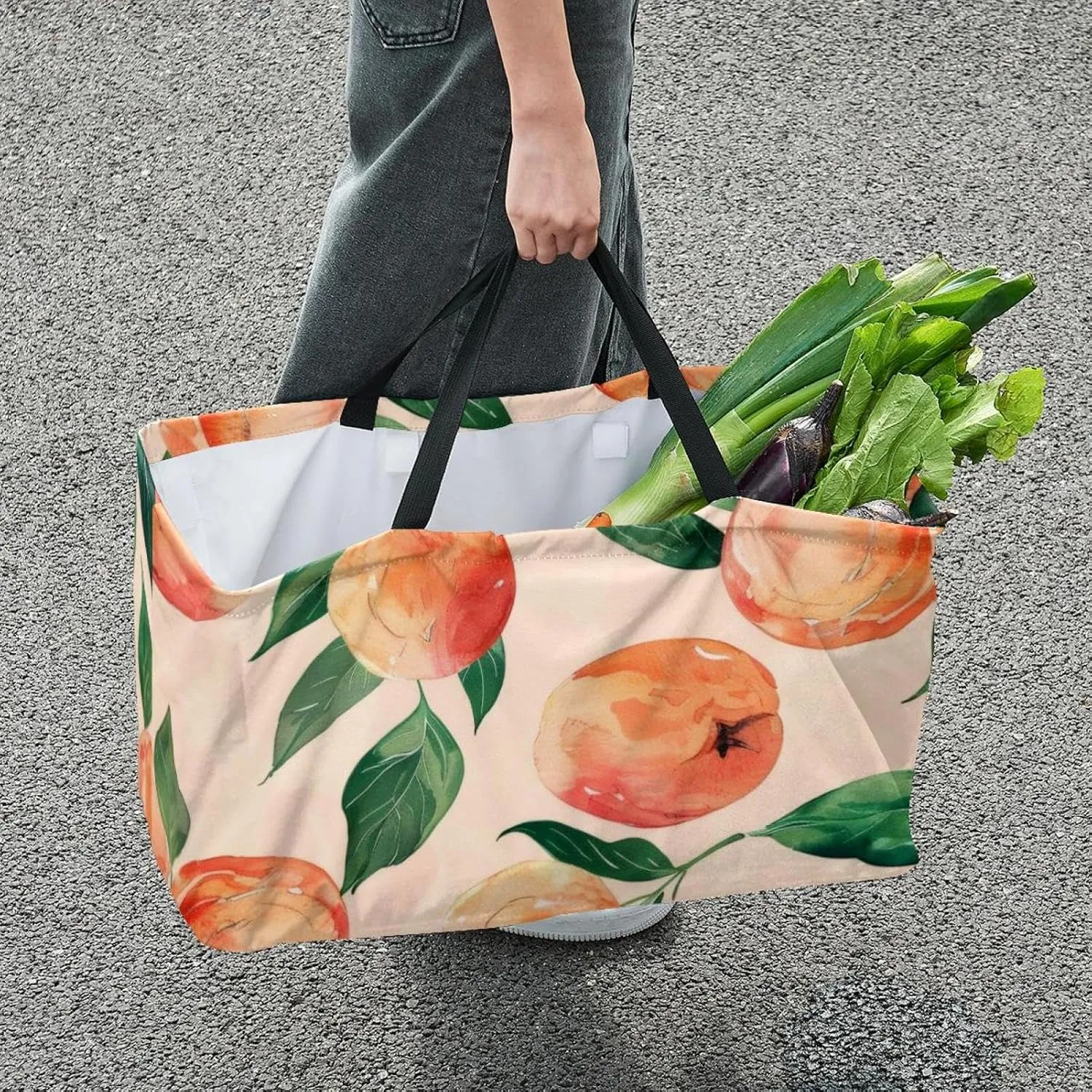 Reusable Grocery Shopping Bag Large Shopping Bag Foldable for Storage Picnic Clothes Pineapple Aesthetic Pattern