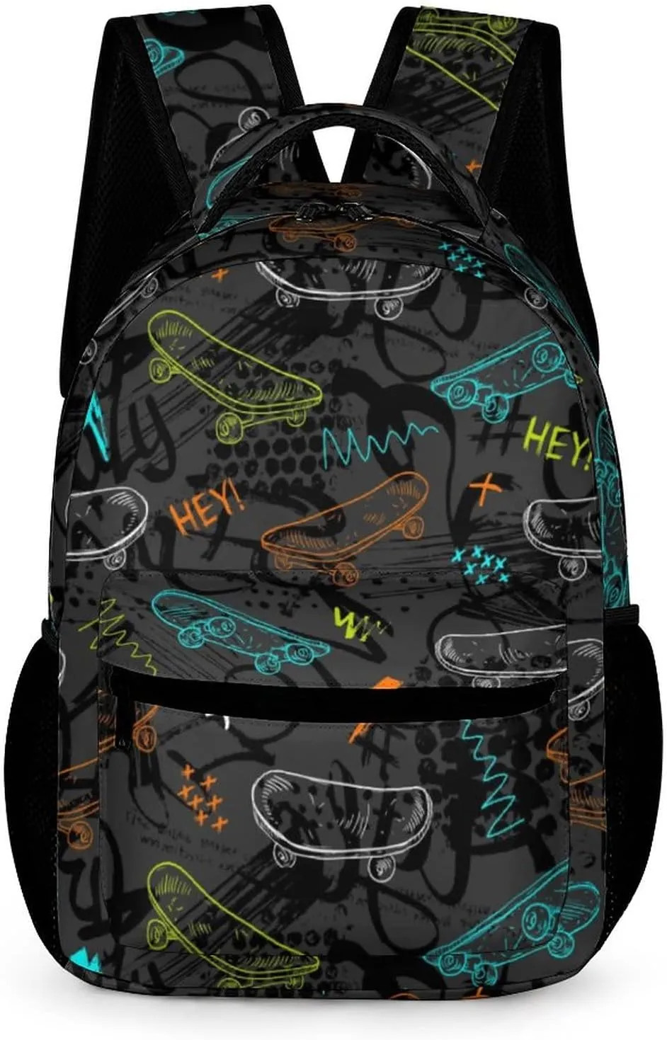 Skateboard Prints Backpack, Lightweight Backpack Casual Daypack, Bookbag for Men Women