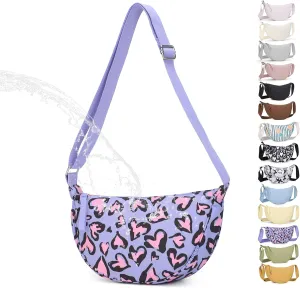 Small Nylon Crescent Crossbody Bag for Women Men Trendy, Waterproof Crescent Sling, Lightweight Travel Purses