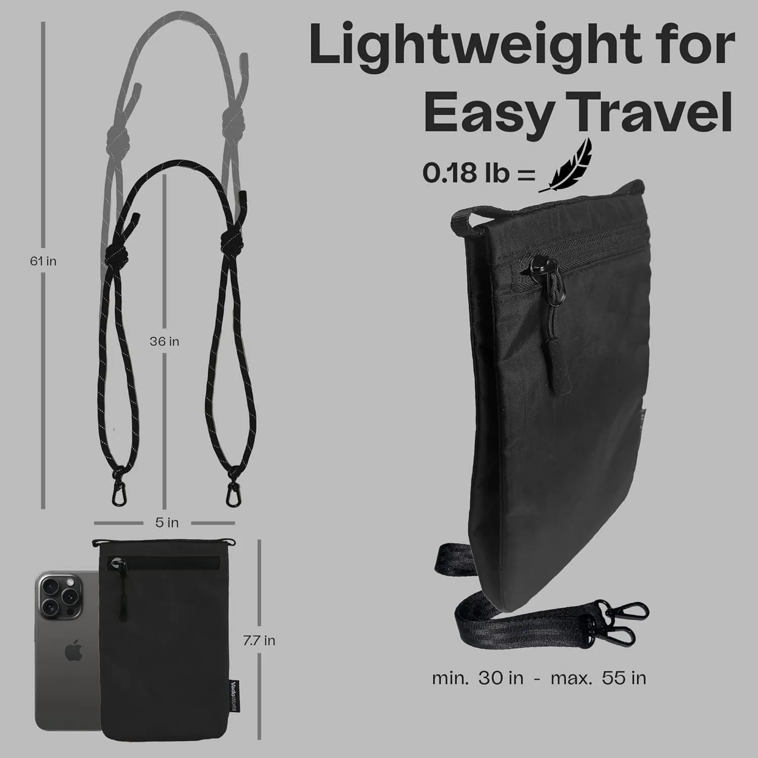 Small Nylon Crossbody Bags for Women Men, Foldable Lightweight Sacoche with Zippers Sling Bag with Adjustable Strap