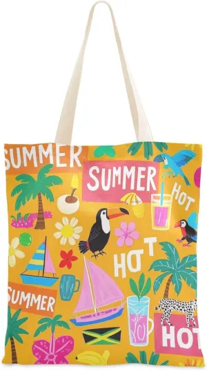 Summer Island Coconut Orange Canvas Bags Christmas Presents Tote Bags Bulk