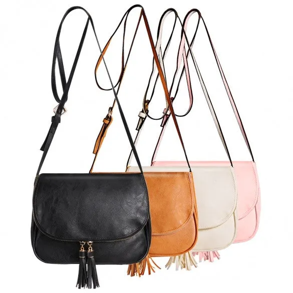 Sweet Women Girls Shoulder Bag Synthetic Leather Fringe Bag Cross Body Message Bag