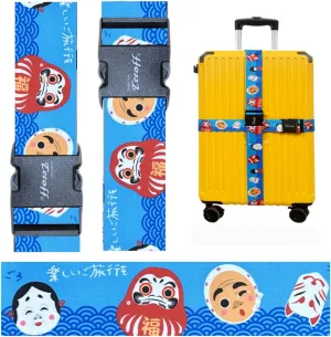 Teeoff Luggage Straps Suitcase Belts Travel Bag Accessories Adjustable 220CM (Japanese Mascot - 2 Pack)