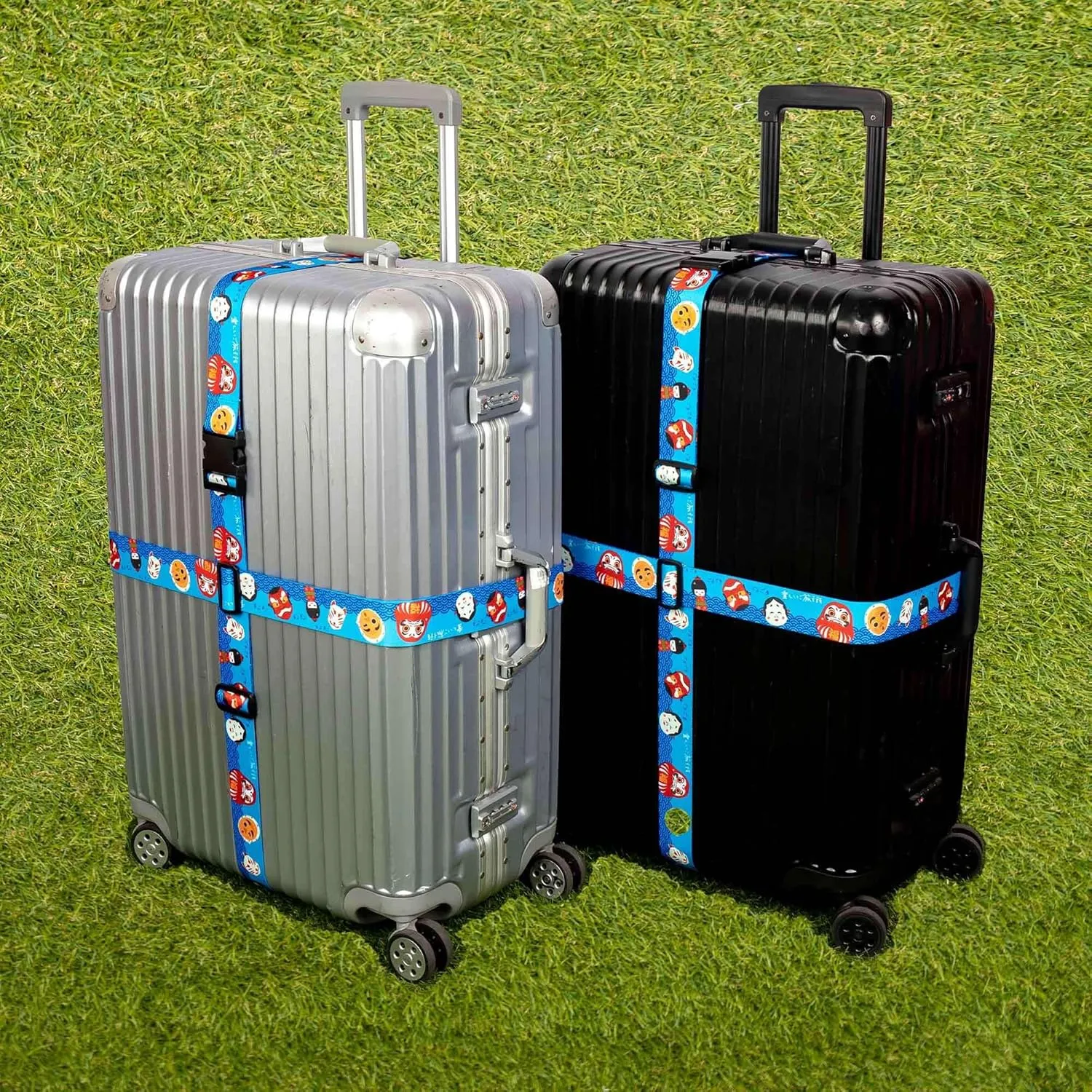 Teeoff Luggage Straps Suitcase Belts Travel Bag Accessories Adjustable 220CM (Japanese Mascot - 2 Pack)