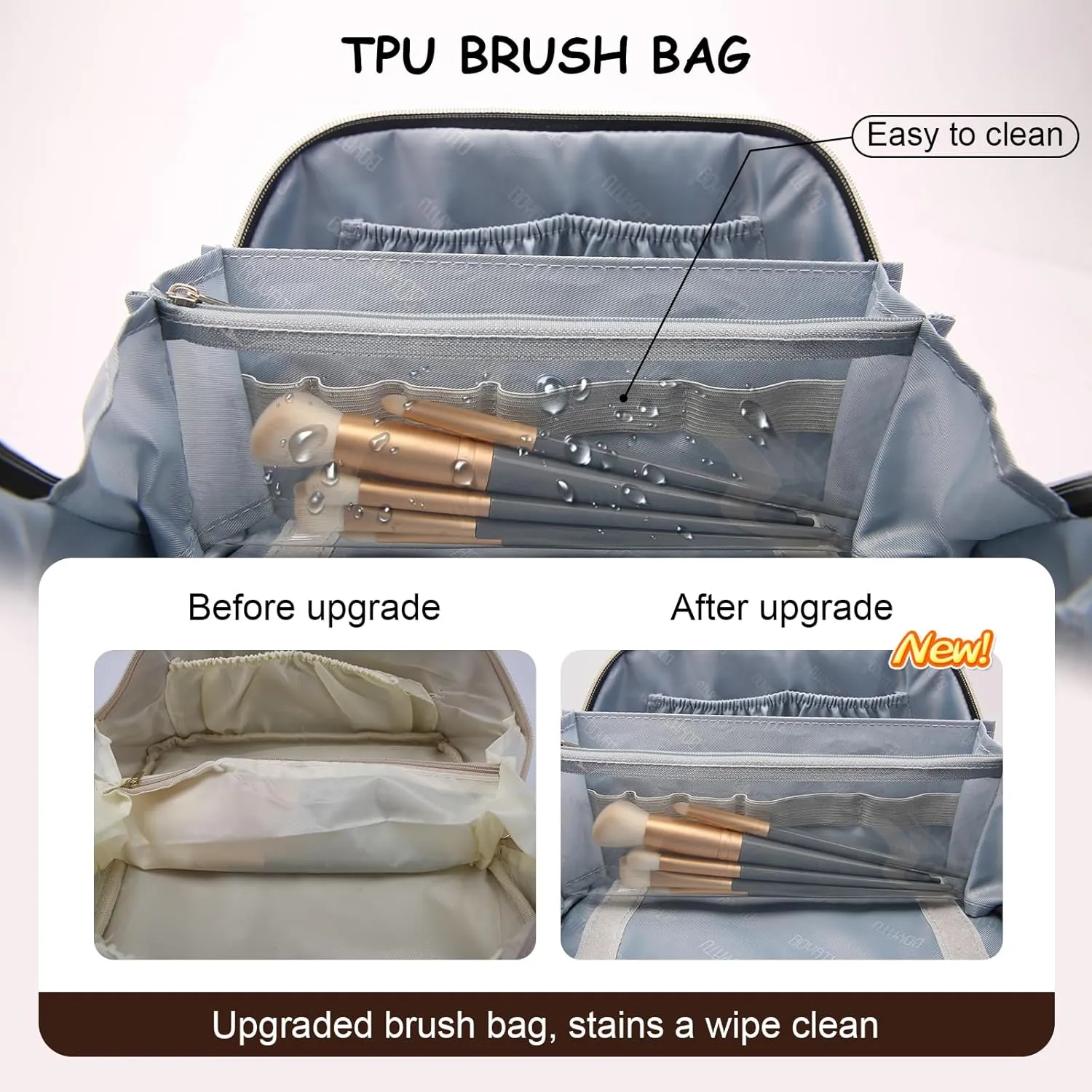 Travel Cosmetic Bag Makeup Bags for Women: Western Boho Make up Bag Set of 3 - Large Vegan Leather Cosmetic Organizer Bags with Compartments & Handle & Divider(Brown)