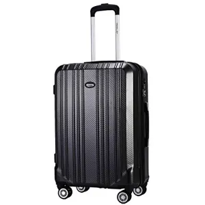 Travel Joy Expandable Carry on Luggage ABS PC Premium Suitcase TSA Locks Lightweight Spinner Wheels Hardshell Luggage (BLACK1, 1 pc carryon (20")
