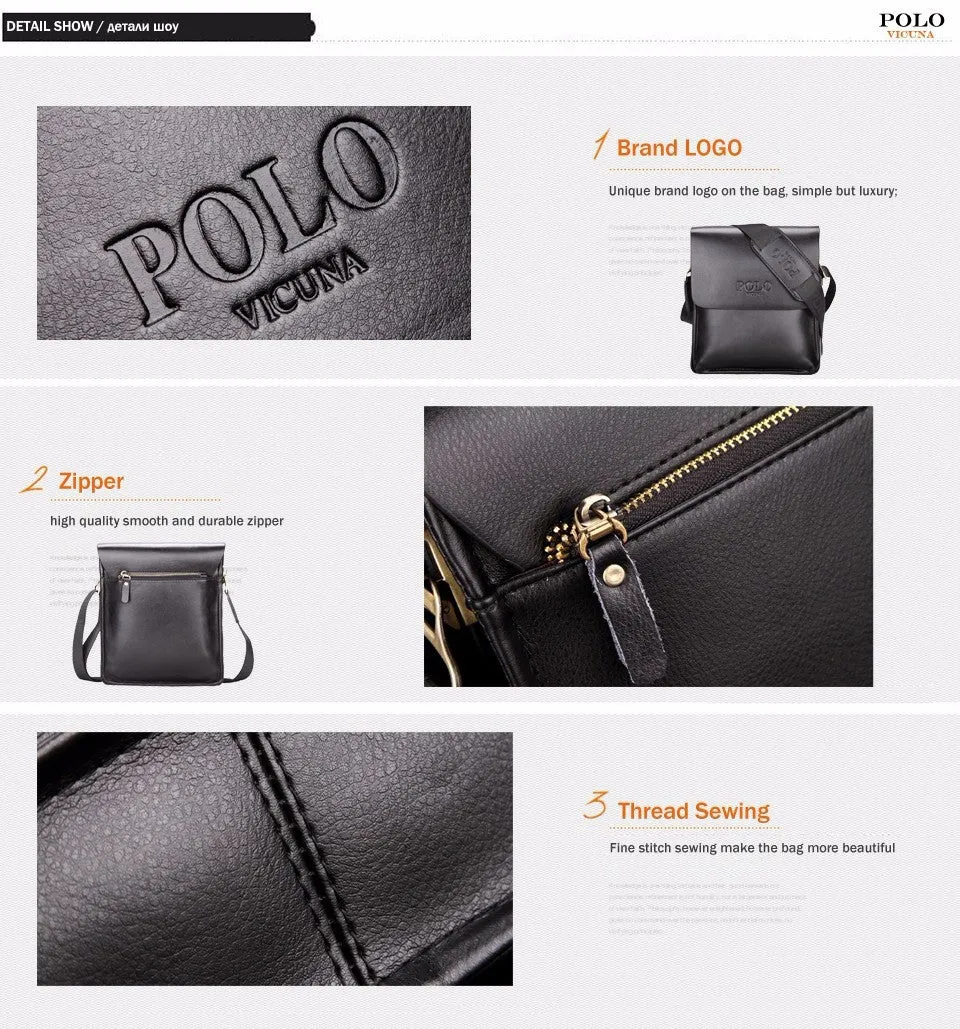 VICUNA POLO Famous Brand Leather Men Bag Casual Business Leather Mens Messenger Bag Vintage Men's Crossbody Bag bolsas male