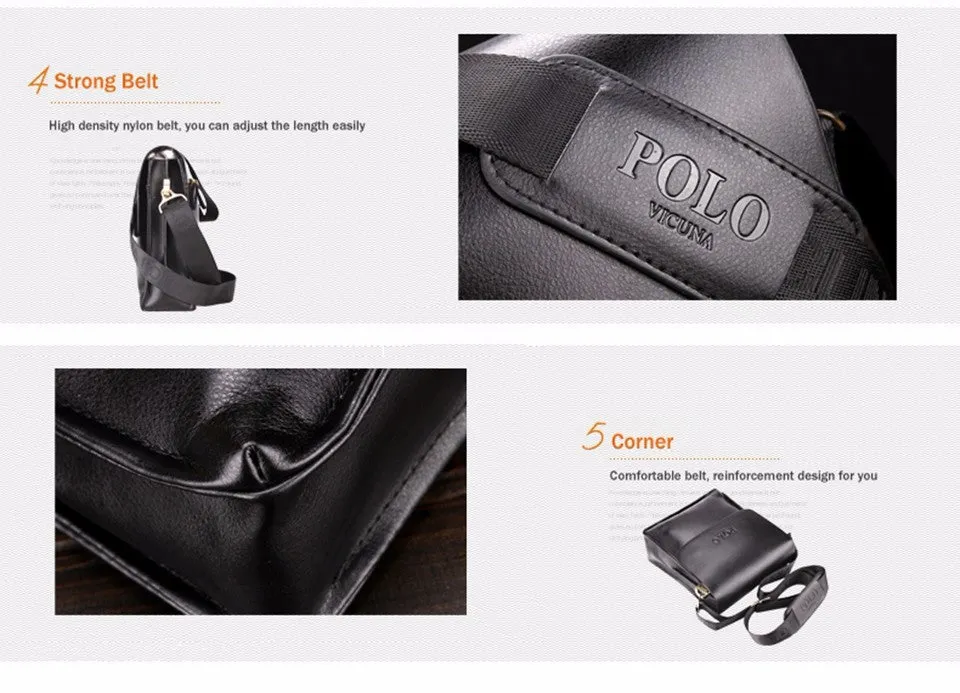 VICUNA POLO Famous Brand Leather Men Bag Casual Business Leather Mens Messenger Bag Vintage Men's Crossbody Bag bolsas male