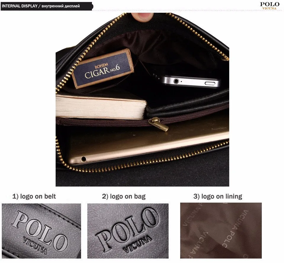 VICUNA POLO Famous Brand Leather Men Bag Casual Business Leather Mens Messenger Bag Vintage Men's Crossbody Bag bolsas male
