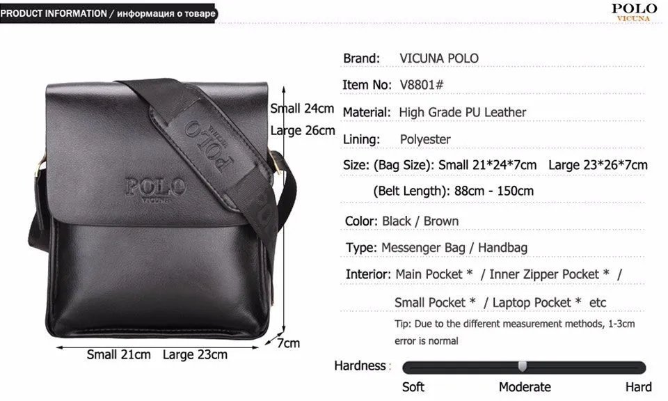 VICUNA POLO Famous Brand Leather Men Bag Casual Business Leather Mens Messenger Bag Vintage Men's Crossbody Bag bolsas male