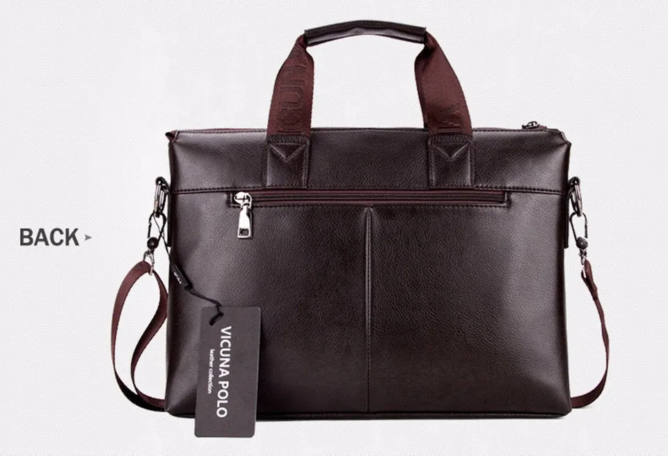VICUNA POLO Promotion Simple Dot Famous Brand Business Men Briefcase Bag Luxury Leather Laptop Bag Man Shoulder Bag bolsa maleta