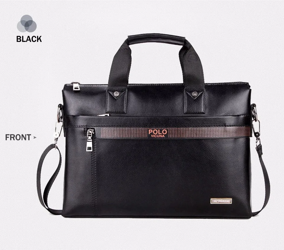 VICUNA POLO Promotion Simple Dot Famous Brand Business Men Briefcase Bag Luxury Leather Laptop Bag Man Shoulder Bag bolsa maleta