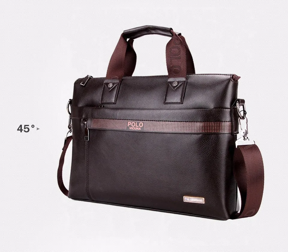 VICUNA POLO Promotion Simple Dot Famous Brand Business Men Briefcase Bag Luxury Leather Laptop Bag Man Shoulder Bag bolsa maleta