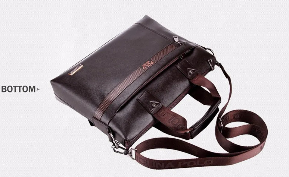 VICUNA POLO Promotion Simple Dot Famous Brand Business Men Briefcase Bag Luxury Leather Laptop Bag Man Shoulder Bag bolsa maleta