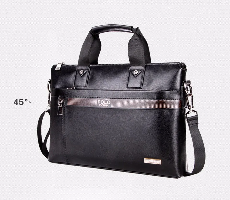 VICUNA POLO Promotion Simple Dot Famous Brand Business Men Briefcase Bag Luxury Leather Laptop Bag Man Shoulder Bag bolsa maleta