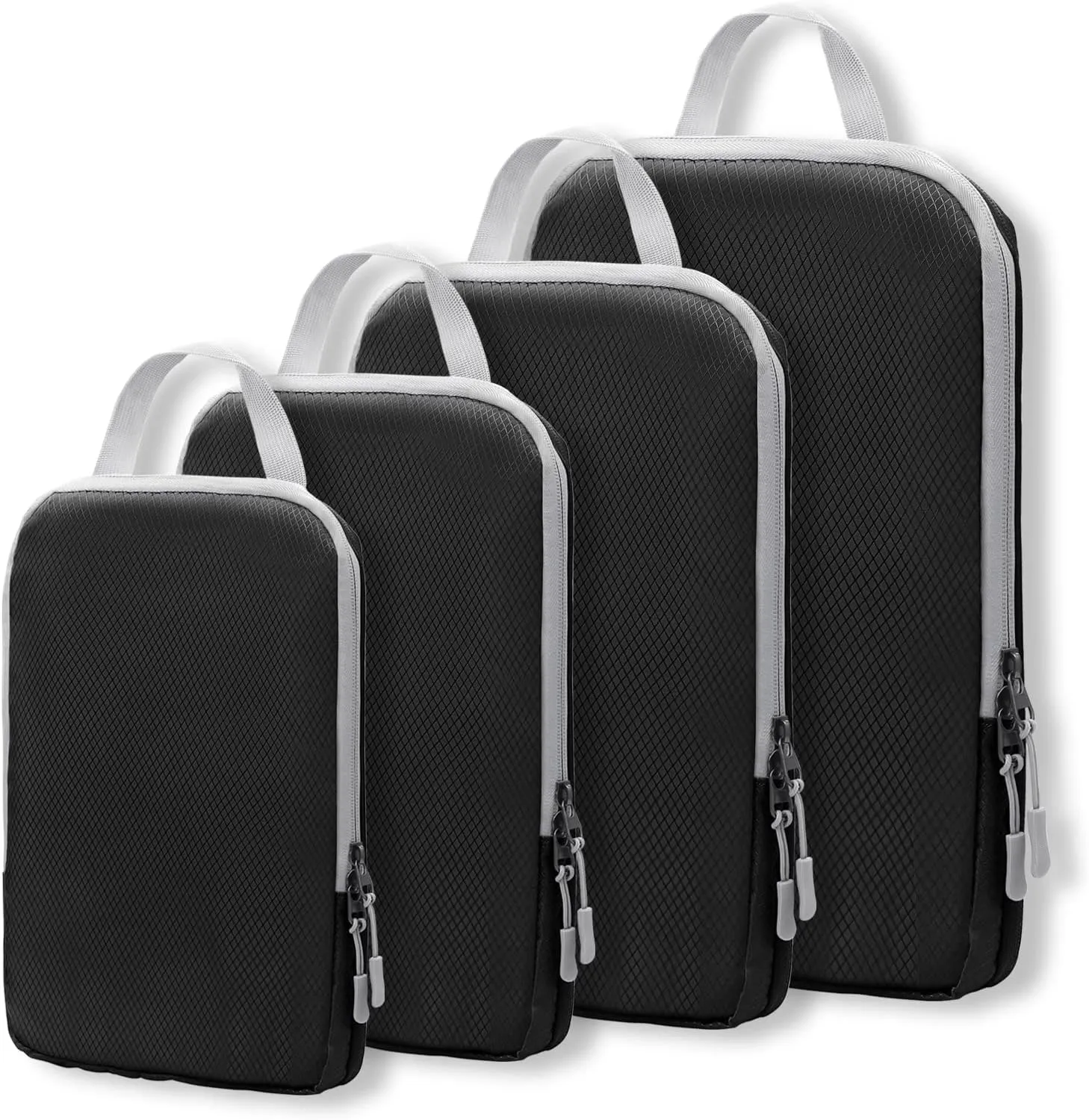 WOOMADA Compression Packing Cubes for Suitcases Travel Essentials 4 Set Expandable Travel Bags Organizer for Luggage(black)