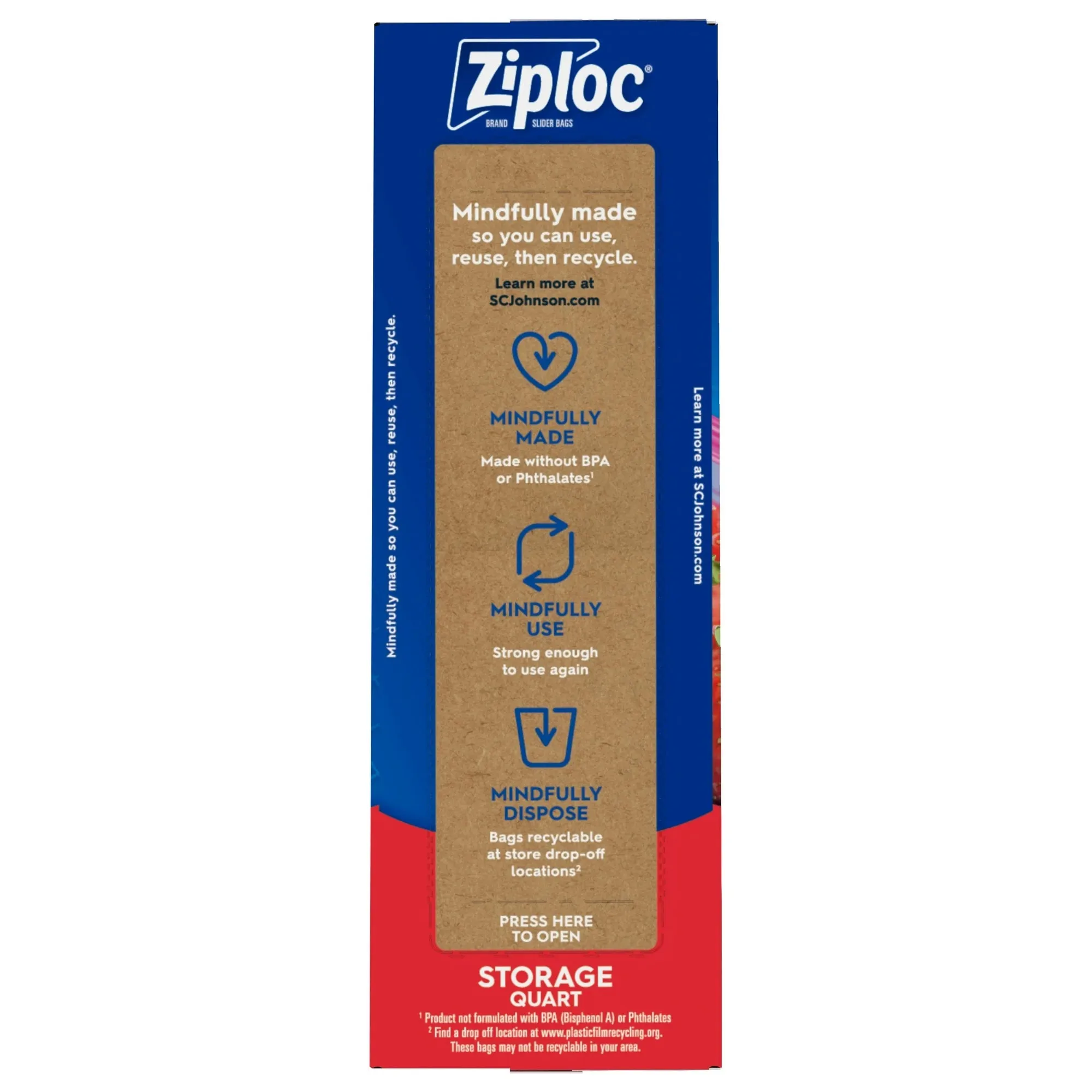 Ziploc® Brand Slider Quart Storage Bags with Power Shield Technology, 50 Count