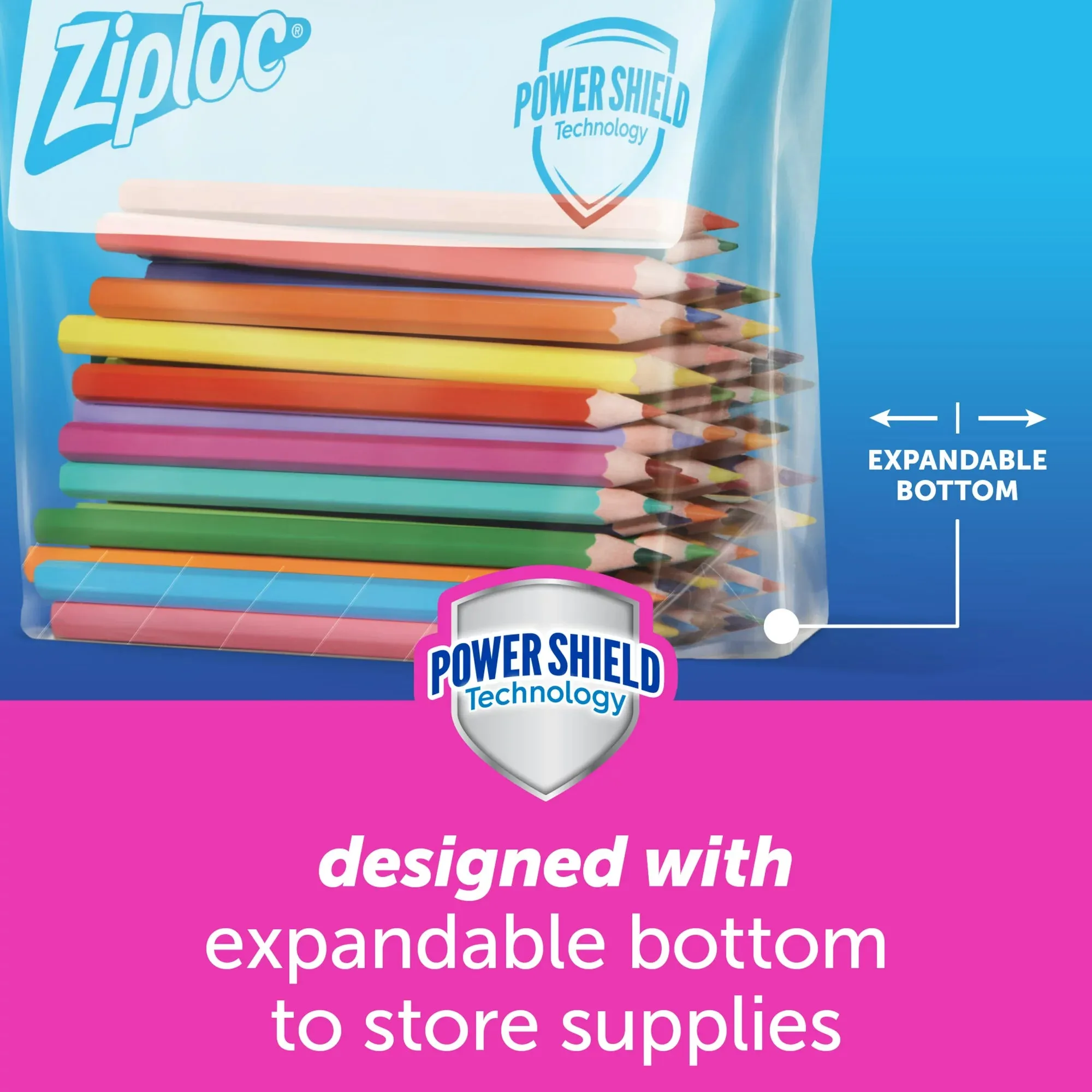 Ziploc® Brand Slider Quart Storage Bags with Power Shield Technology, 50 Count