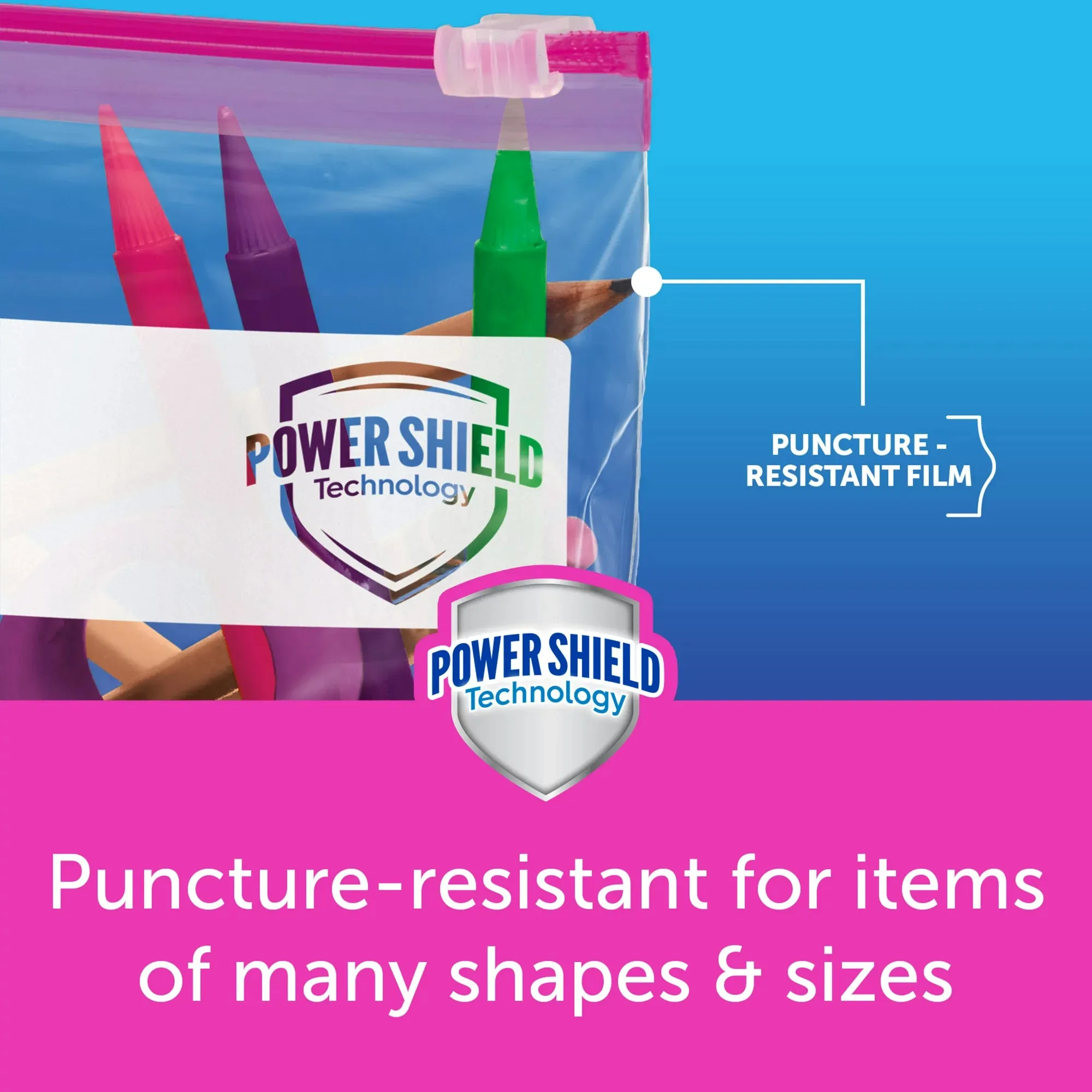 Ziploc® Brand Slider Quart Storage Bags with Power Shield Technology, 50 Count