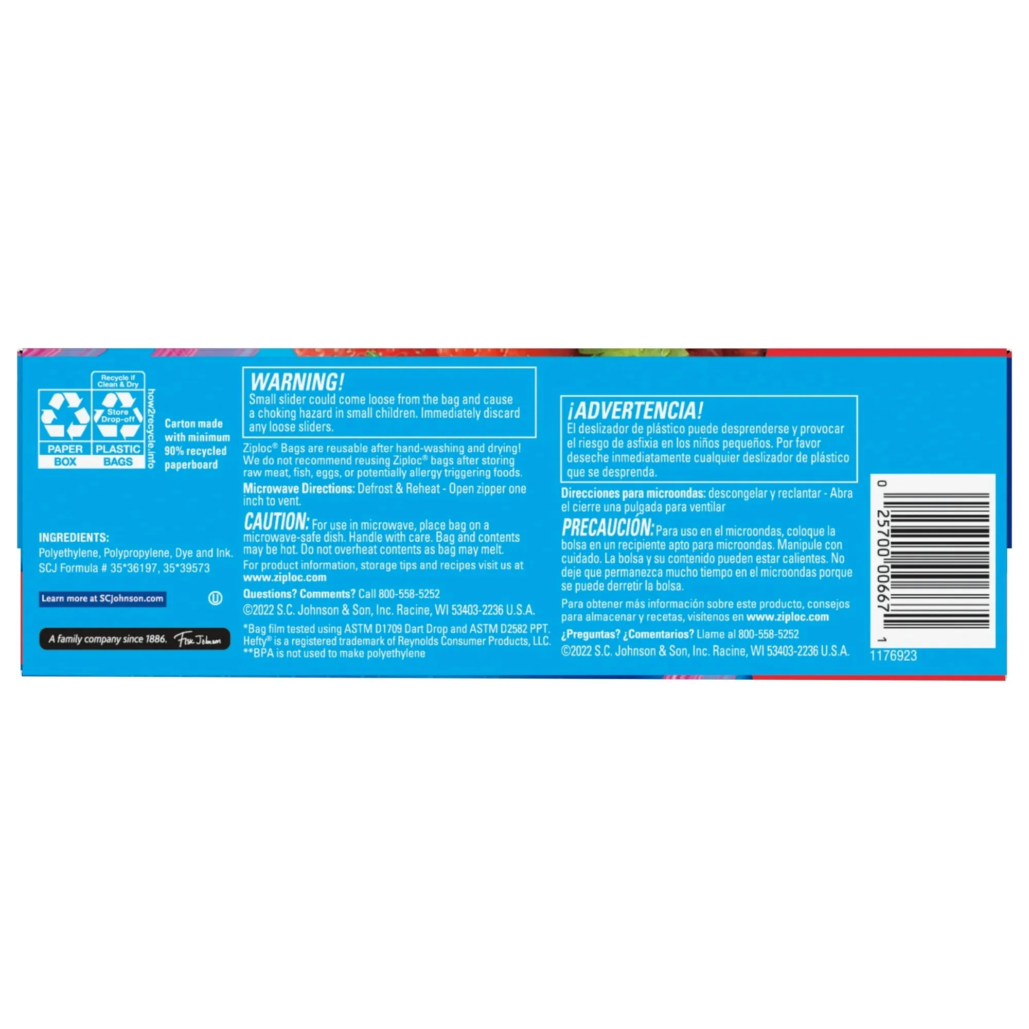 Ziploc® Brand Slider Quart Storage Bags with Power Shield Technology, 50 Count
